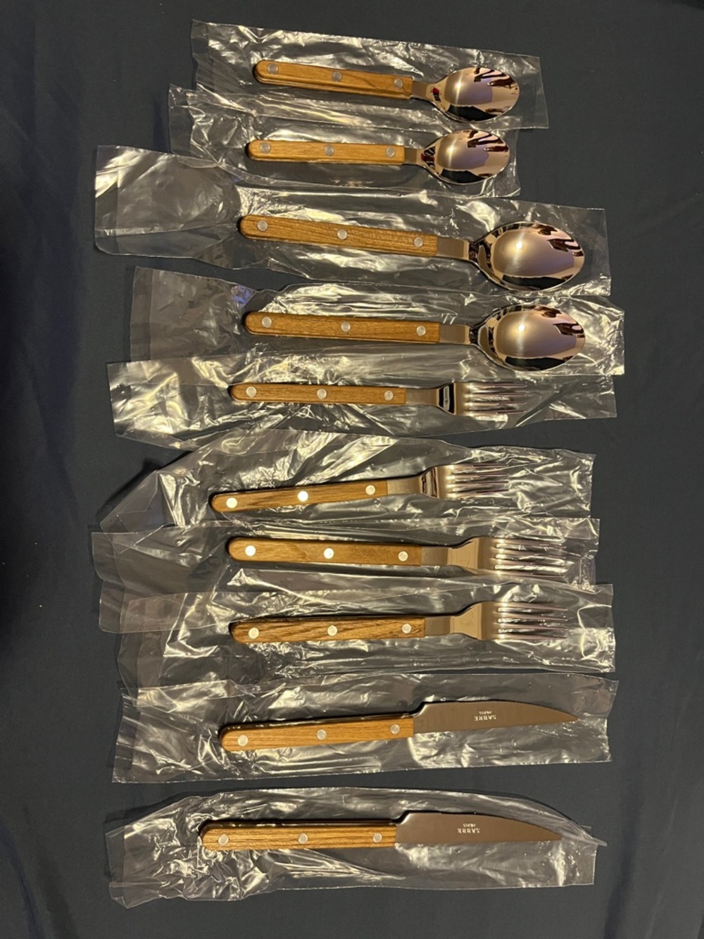 Sabre Paris Bistrot Serena & Lily Wood-Handle Stainless Flatware Set